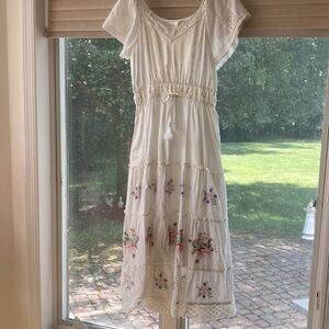 Love Shack Fancy White Dress w/Embroidery.